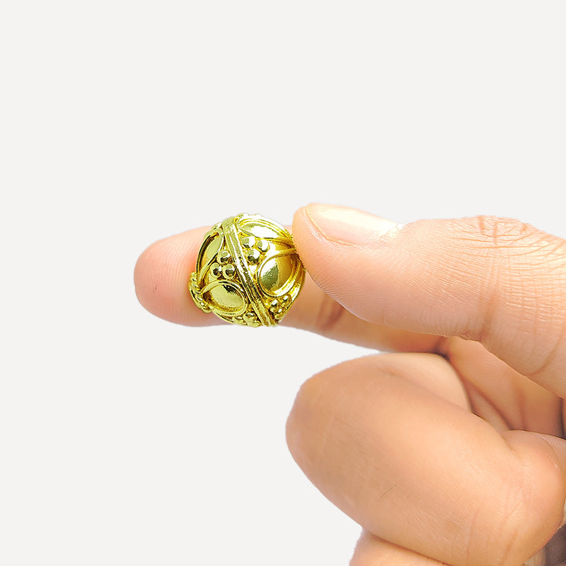 Elegant 18K Gold Overlay over Copper decorative round bead handcrafted in India for jewelry designs