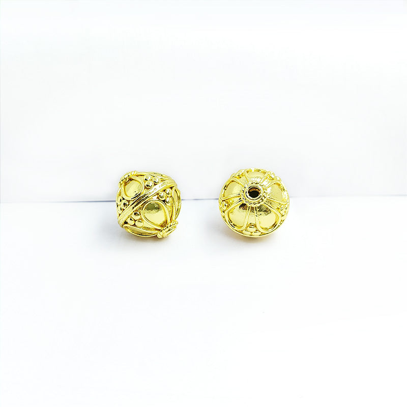 Elegant 18K Gold Overlay over Copper decorative round bead handcrafted in India for jewelry designs