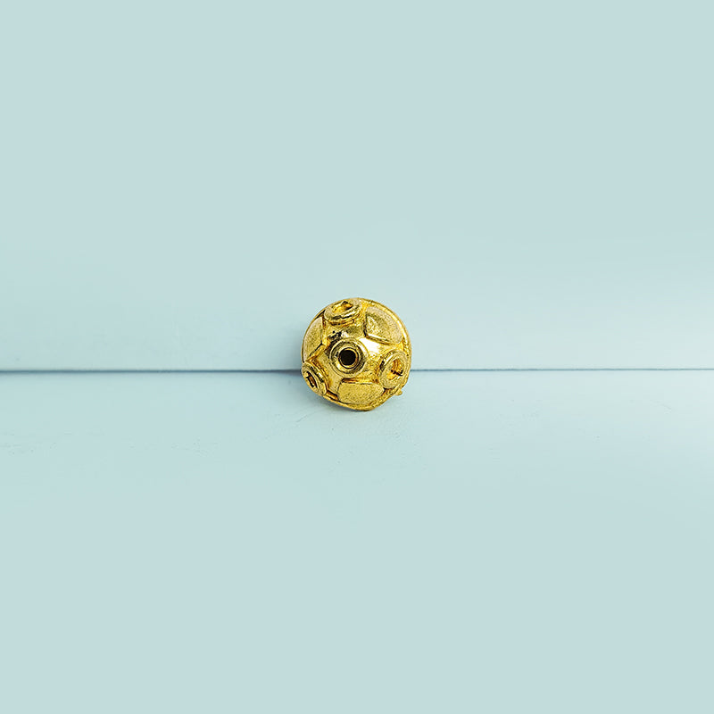 18K Gold Overlay copper designer bead with elegant textured finish handcrafted in India for jewelry making