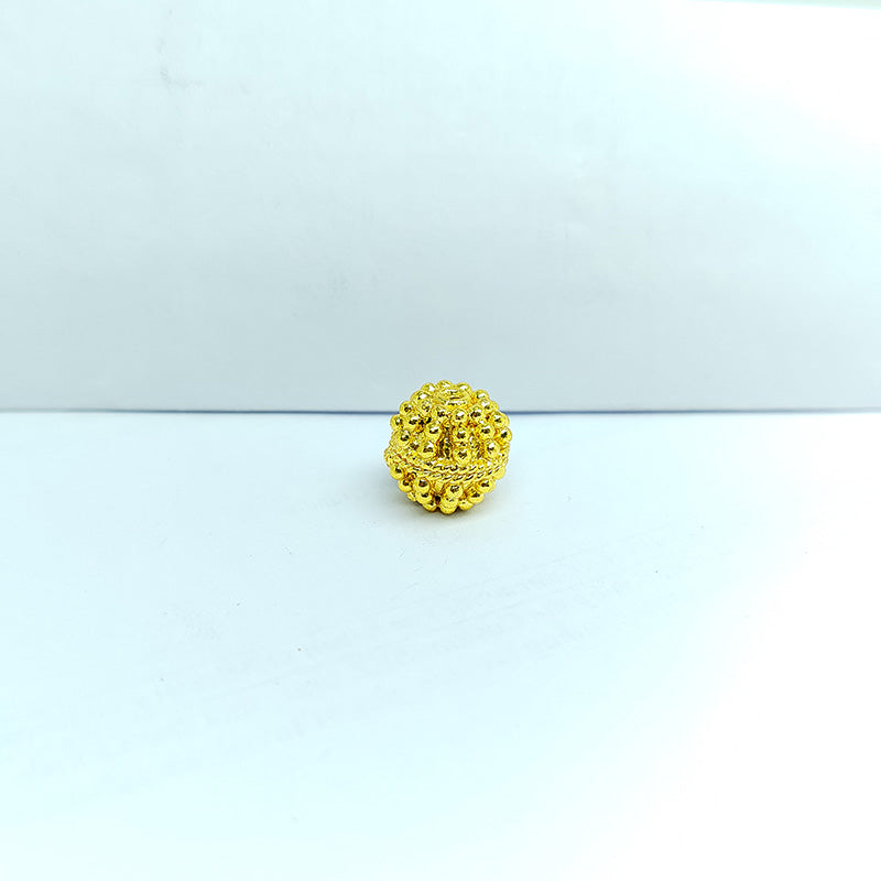 18K Gold Overlay copper round decorative bead with granulated texture handcrafted in India for handmade jewelry