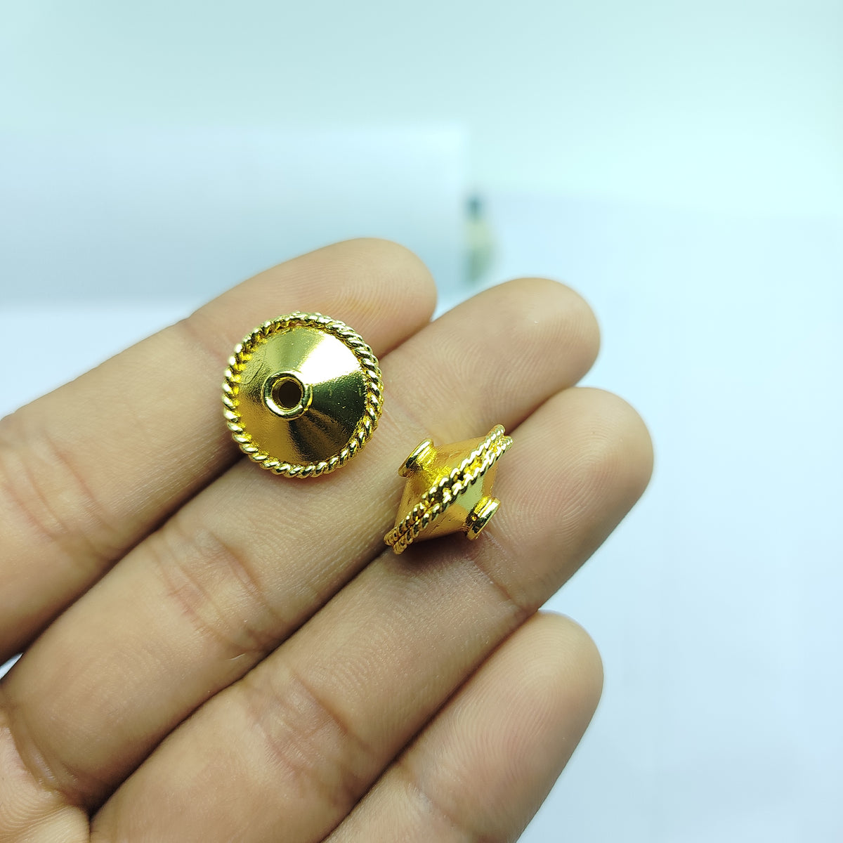 18K gold overlay decorative round bead over copper handcrafted in India for jewelry making