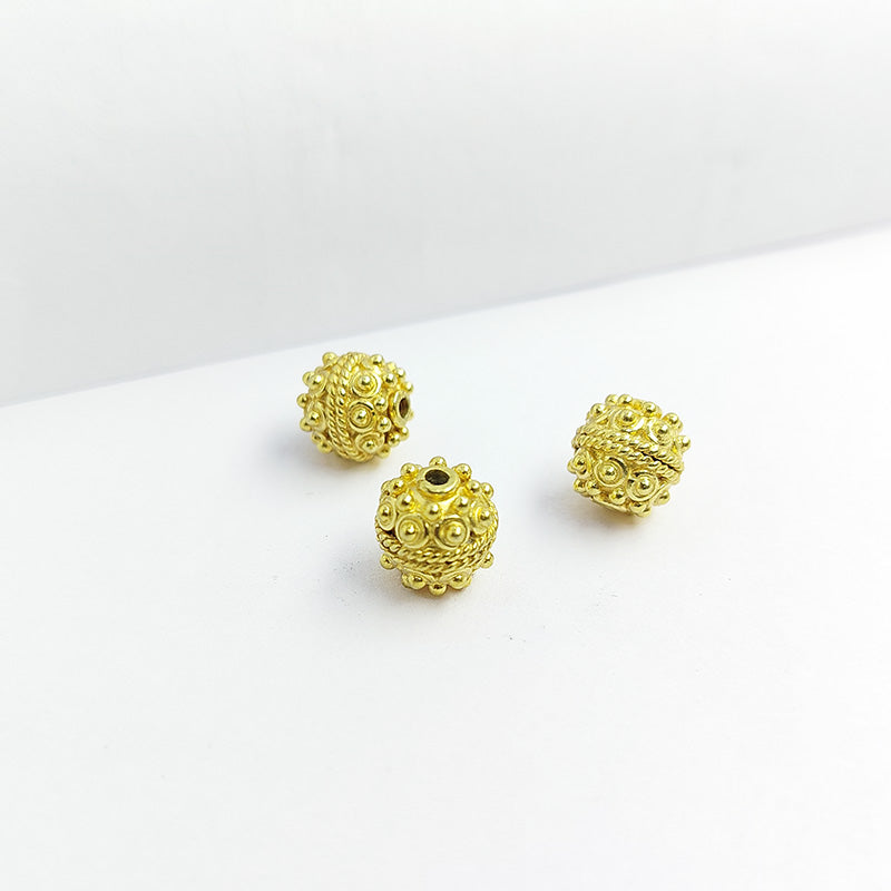 18K gold overlay textured round bead over copper handcrafted in India for DIY jewelry