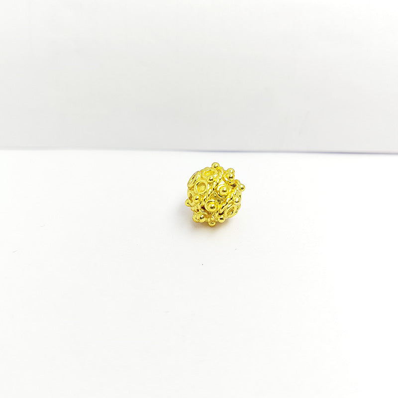 Decorative round spacer bead with 18K Gold Overlay over copper handcrafted in India with beaded texture