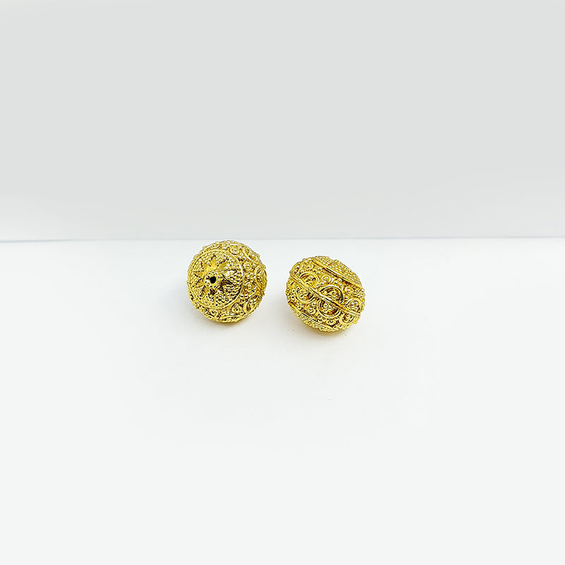 18K Gold Overlay beaded round jewelry bead over copper inspired by Indian craftsmanship