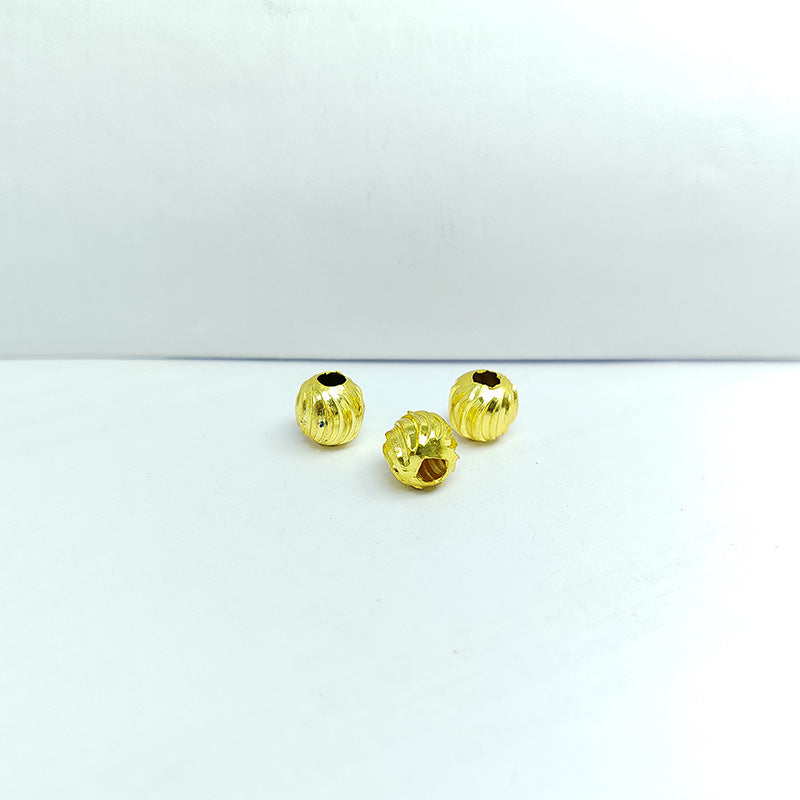 Elegant 18K gold overlay copper bead with beaded design handcrafted in India for jewelry making