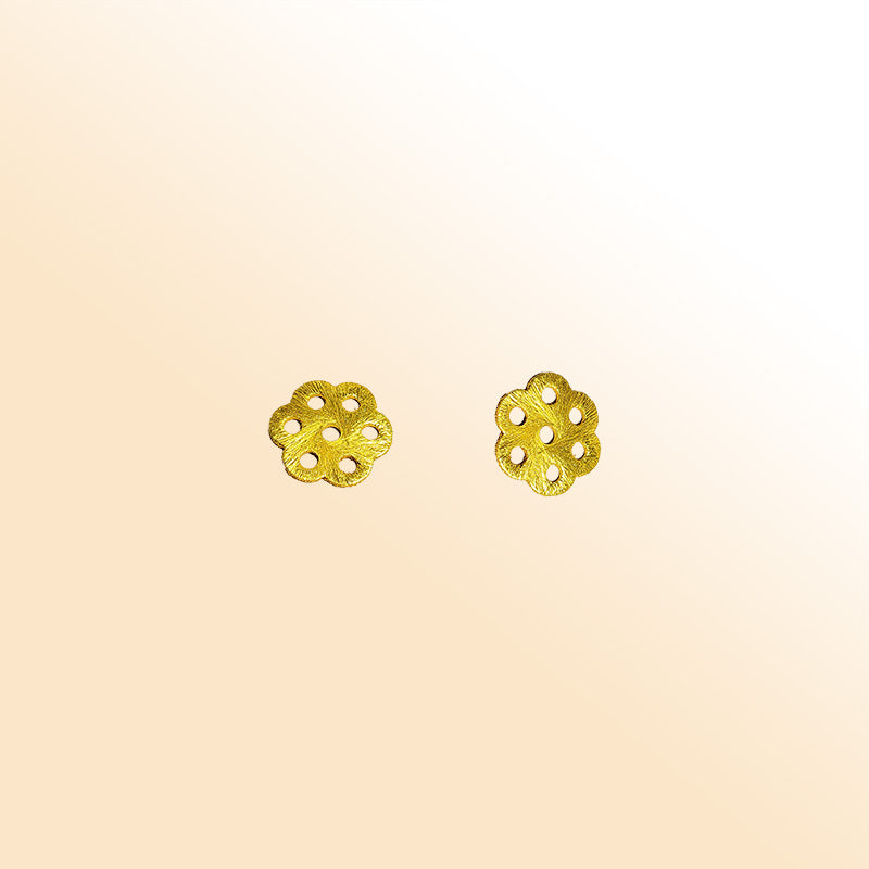 Elegant 18K gold overlay floral spacer bead from India for handmade jewelry designs