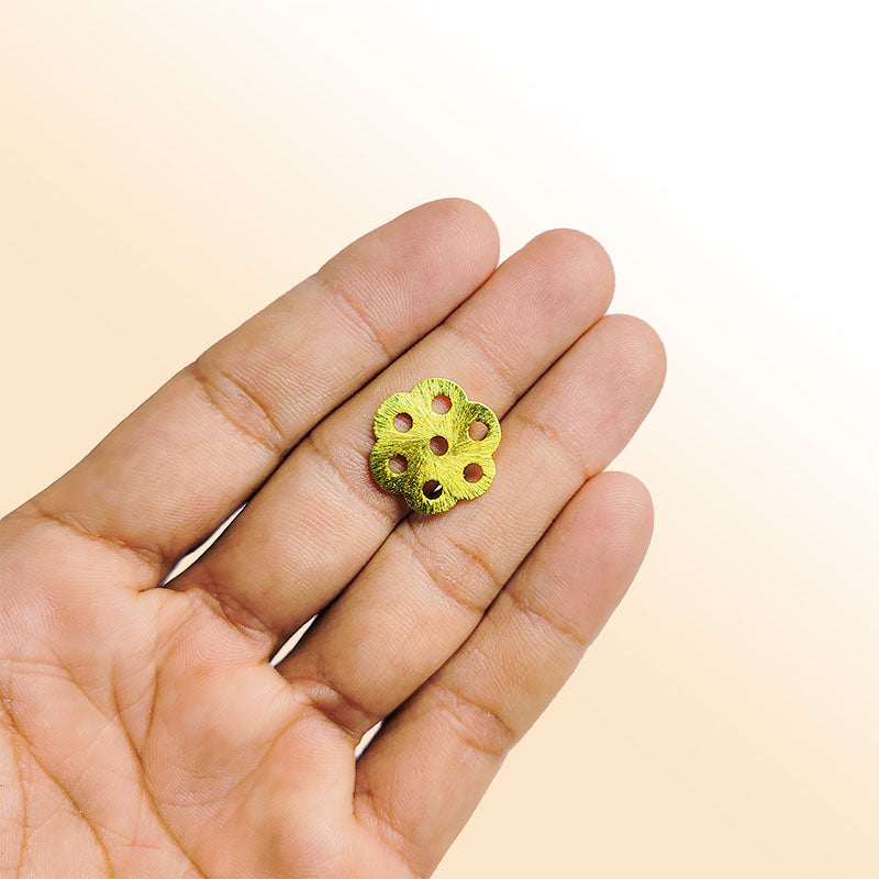 Elegant 18K gold overlay floral spacer bead from India for handmade jewelry designs