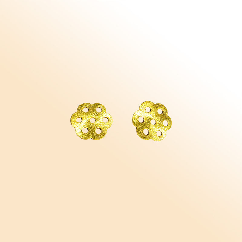 Elegant 18K gold overlay floral spacer bead from India for handmade jewelry designs