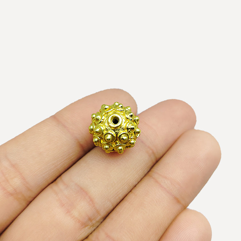 Granulated round jewelry bead with 18K gold overlay over copper handcrafted in India