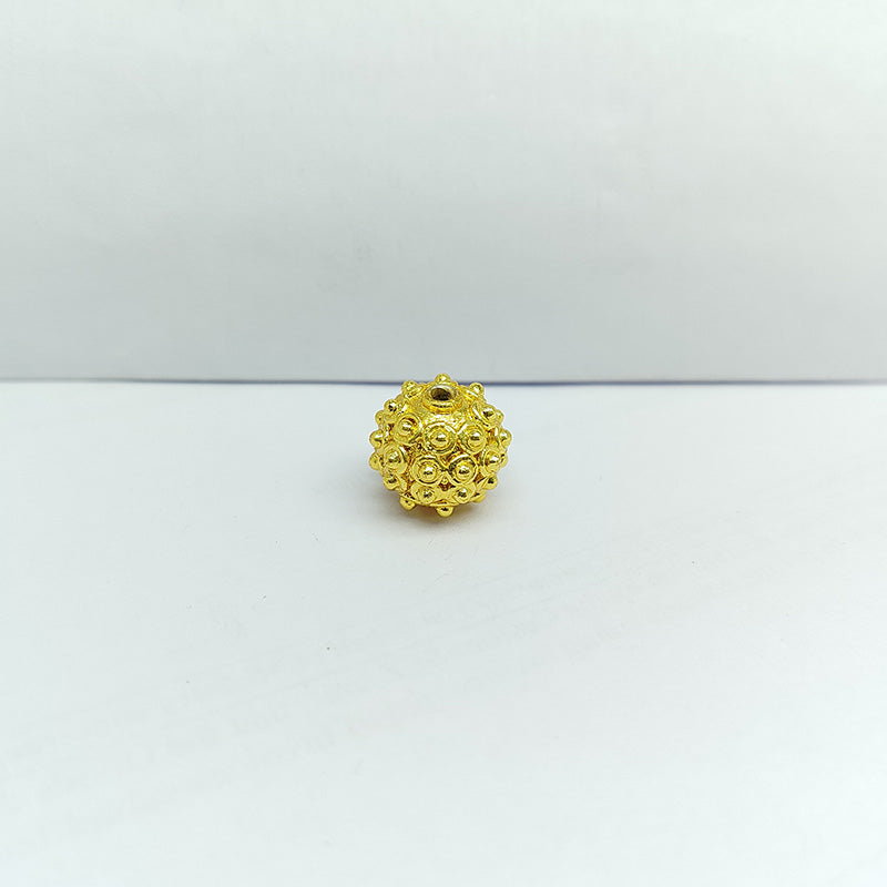 Granulated round jewelry bead with 18K gold overlay over copper handcrafted in India