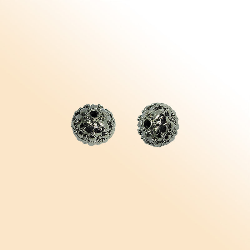 Handcrafted black rhodium overlay filigree bead from India with antique finish for jewelry making