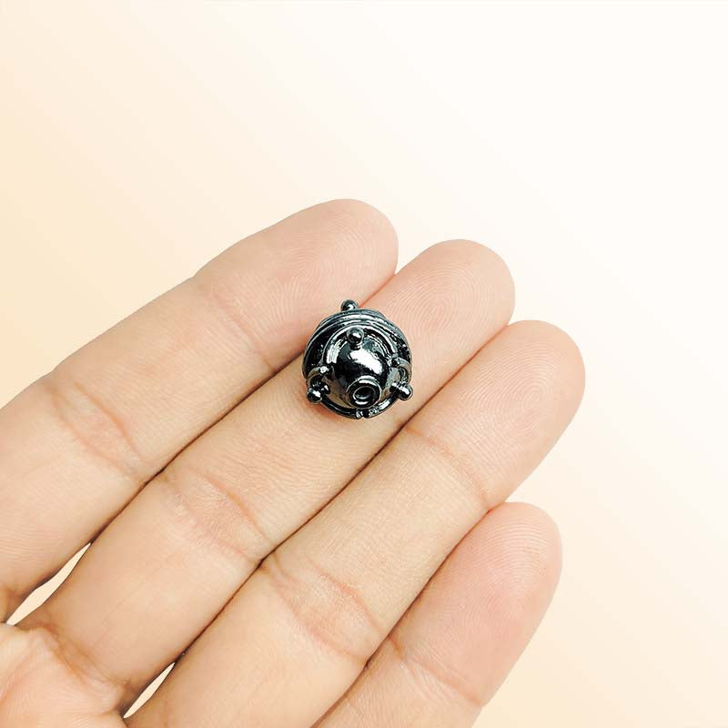 Handcrafted black rhodium round spacer bead over copper from India with antique filigree detailing