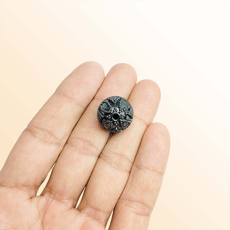 Antique black rhodium copper spherical bead handcrafted in India for jewelry design