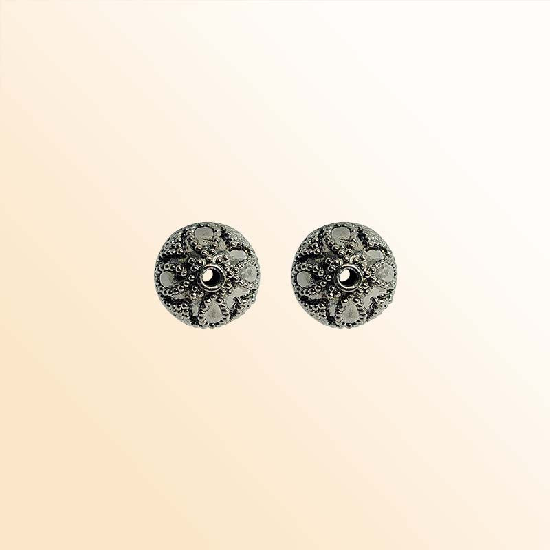 Antique black rhodium copper spherical bead handcrafted in India for jewelry design