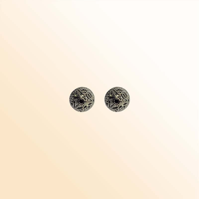 Handcrafted black rhodium copper round filigree bead from India for fashion jewelry