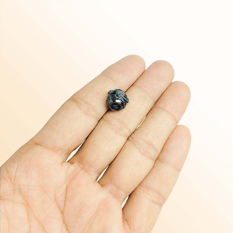 Handcrafted Black Rhodium spacer bead from India with copper base and dark polished finish for jewelry making