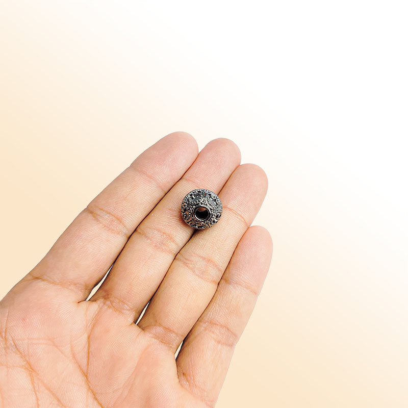 Handcrafted black rhodium overlay bead from India with antique finish for retail jewelry designs