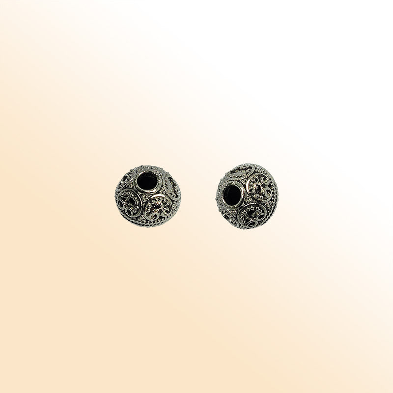 Handcrafted black rhodium overlay bead from India with antique finish for retail jewelry designs