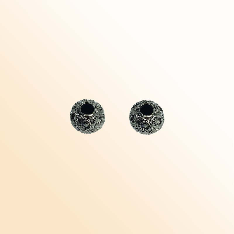 Black Rhodium overlay decorative bead handcrafted in India for designer jewelry and statement pieces