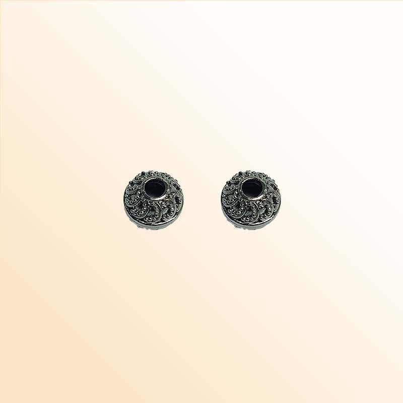 Handcrafted black rhodium bead from India with textured granule design for jewelry making