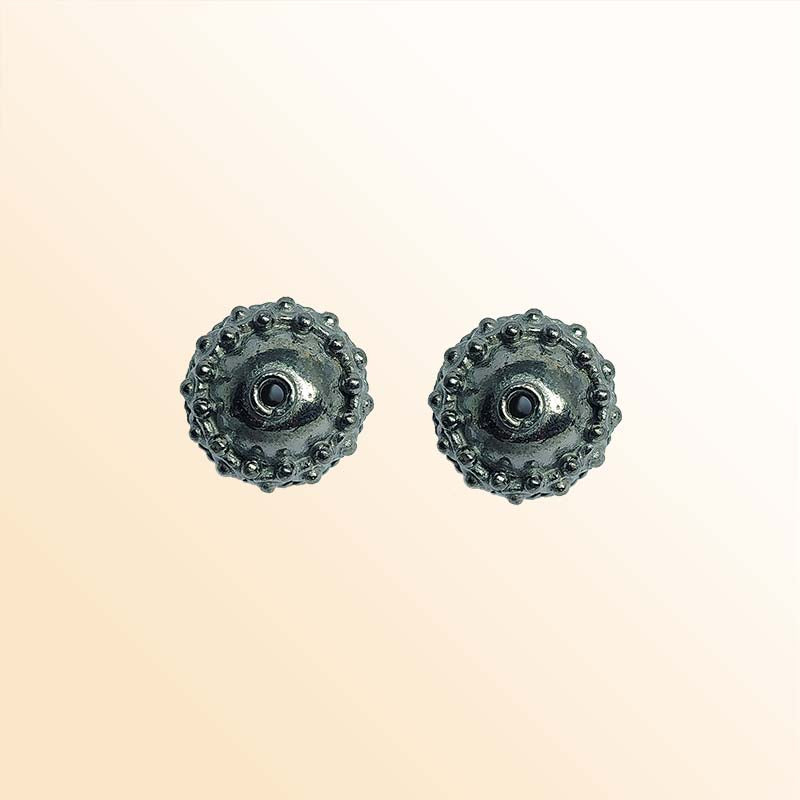 Black rhodium copper spacer bead with beaded texture handcrafted in India for jewelry designs