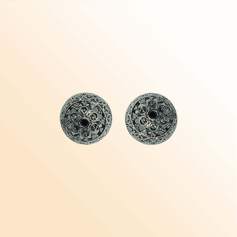 Black rhodium overlay floral Bali spacer bead handcrafted in India for retail and DIY jewelry designs