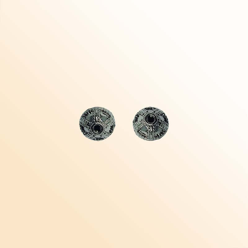 Handcrafted black rhodium overlay copper round bead from India for jewelry making