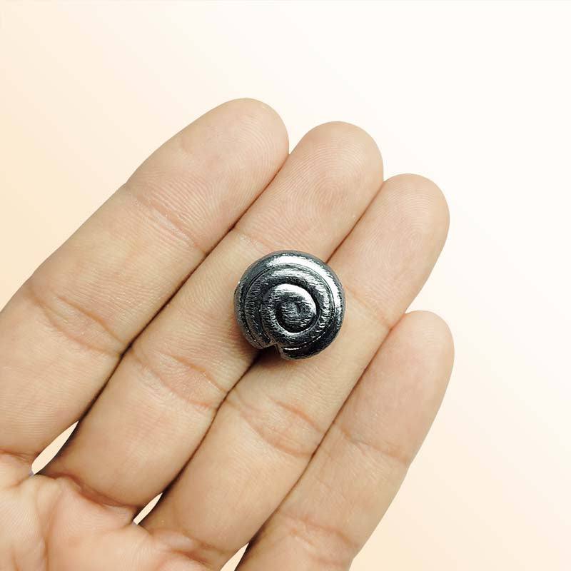 Handcrafted black rhodium overlay copper spiral disc bead from India for jewelry making