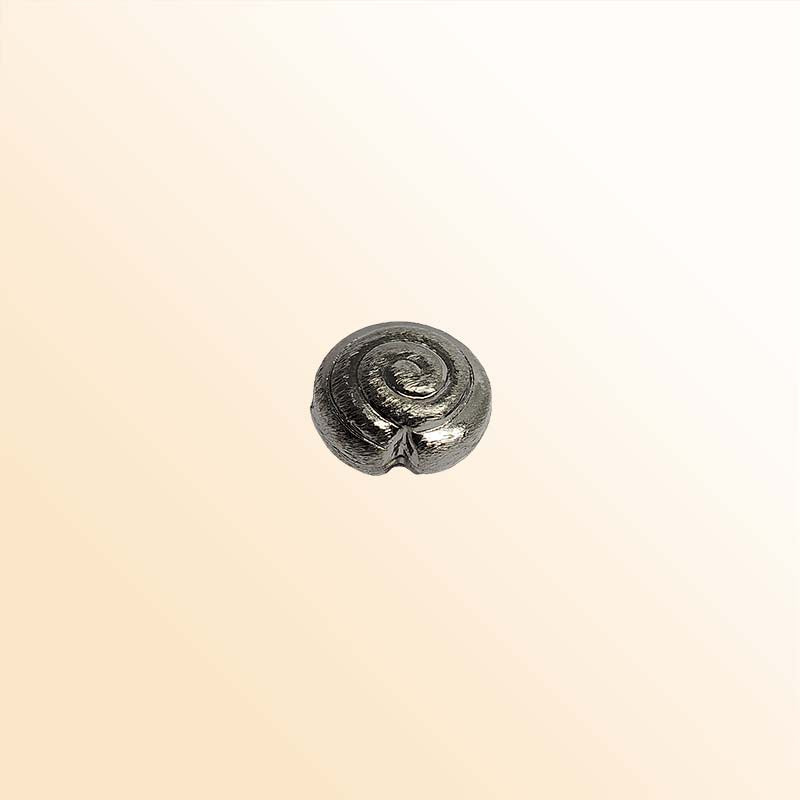 Handcrafted black rhodium overlay copper spiral disc bead from India for jewelry making