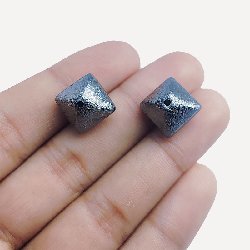 Handcrafted black rhodium overlay copper square bead from India for jewelry making