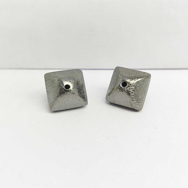 Handcrafted black rhodium overlay copper square bead from India for jewelry making