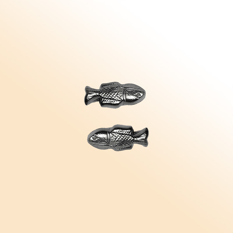 Handcrafted black rhodium overlay copper fish-shaped bead from India for jewelry making