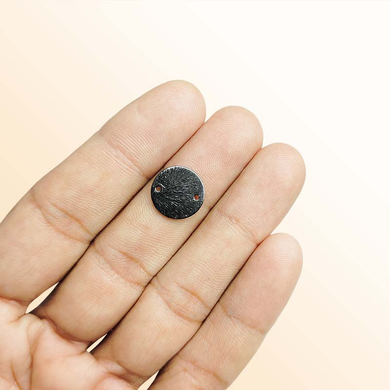 Handcrafted black rhodium overlay copper round connector from India for jewelry making