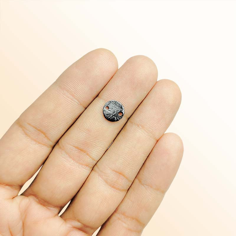 Handcrafted black rhodium overlay copper round connector from India for jewelry making