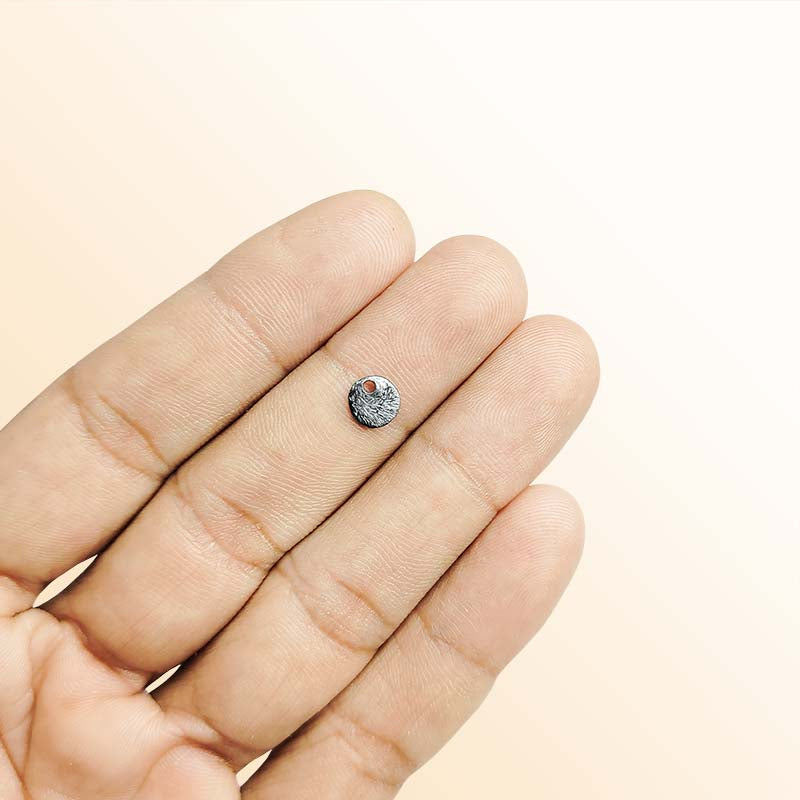Handcrafted black rhodium overlay copper round charm from India for jewelry making