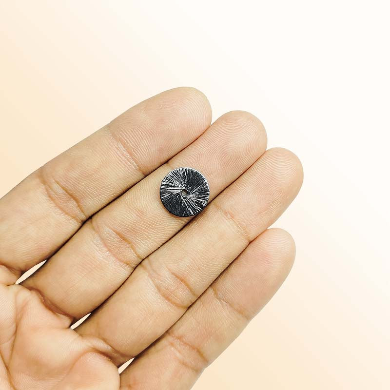 Handcrafted black rhodium overlay copper round charm from India for jewelry making
