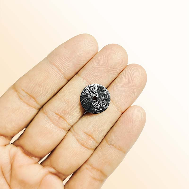 Handcrafted black rhodium overlay copper round charm from India for jewelry making
