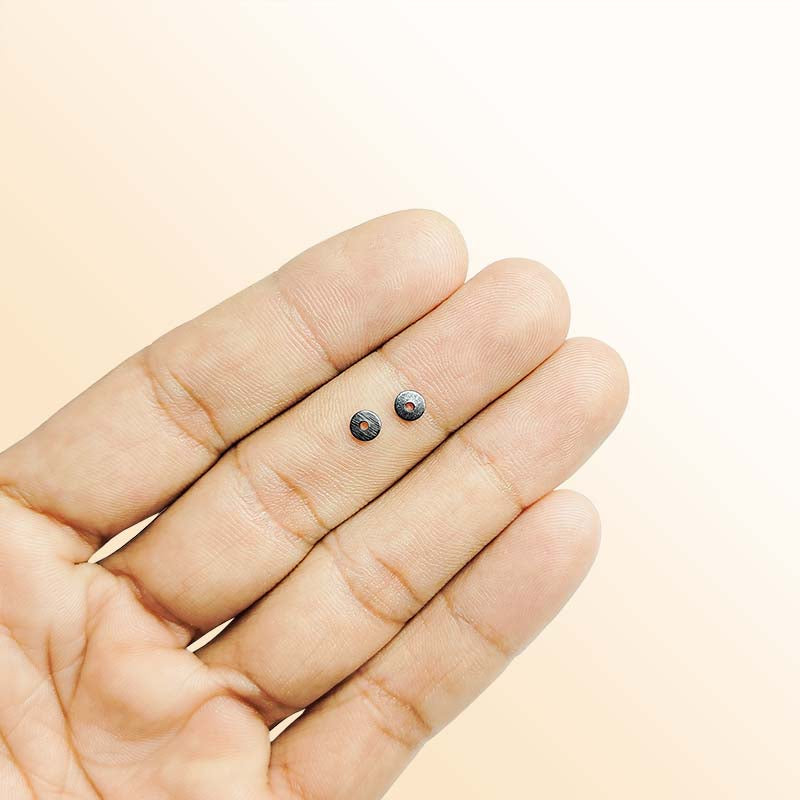 Handcrafted black rhodium overlay copper round charm from India for jewelry making