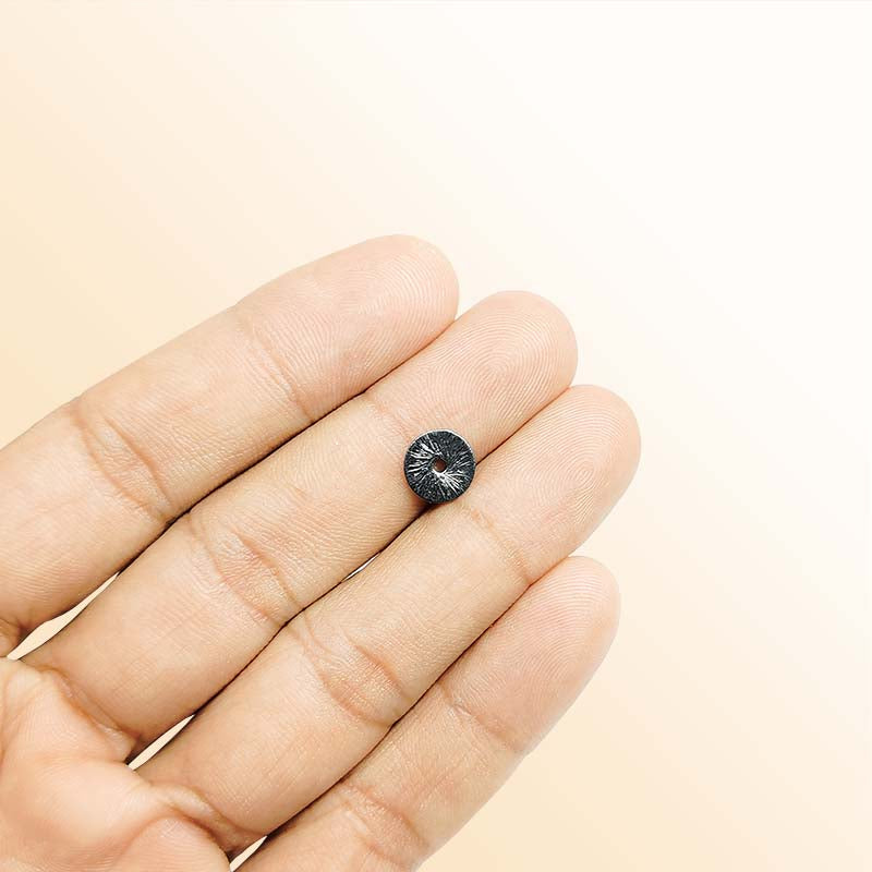 Handcrafted black rhodium overlay copper round charm from India for jewelry making