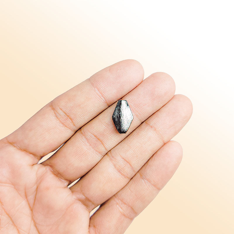 Handcrafted black rhodium overlay copper angular bead from India for jewelry making