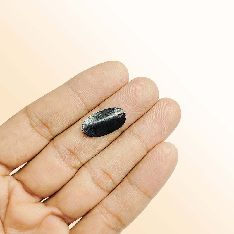 Handcrafted black rhodium overlay copper oval drop bead from India for jewelry making