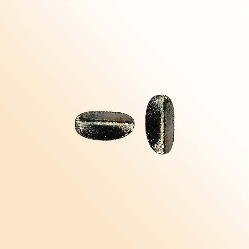 Handcrafted black rhodium overlay copper oval drop bead from India for jewelry making