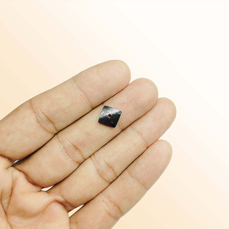 Handcrafted black rhodium overlay copper square charm from India with textured finish for modern jewelry