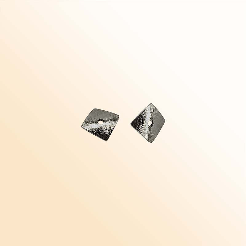 Handcrafted black rhodium overlay copper square charm from India with textured finish for modern jewelry