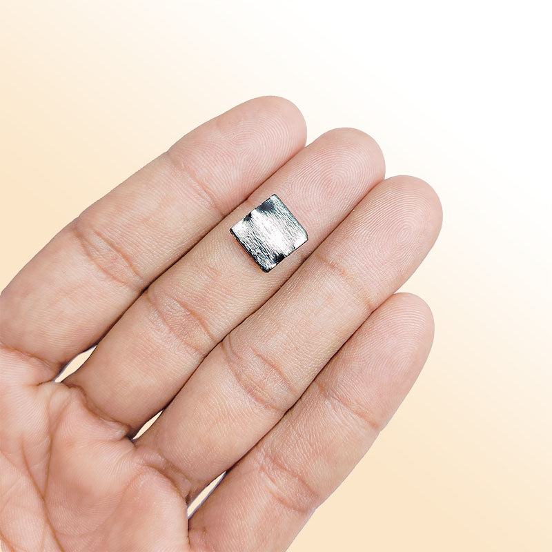 Handcrafted black rhodium overlay copper square bead from India with textured finish for modern jewelry