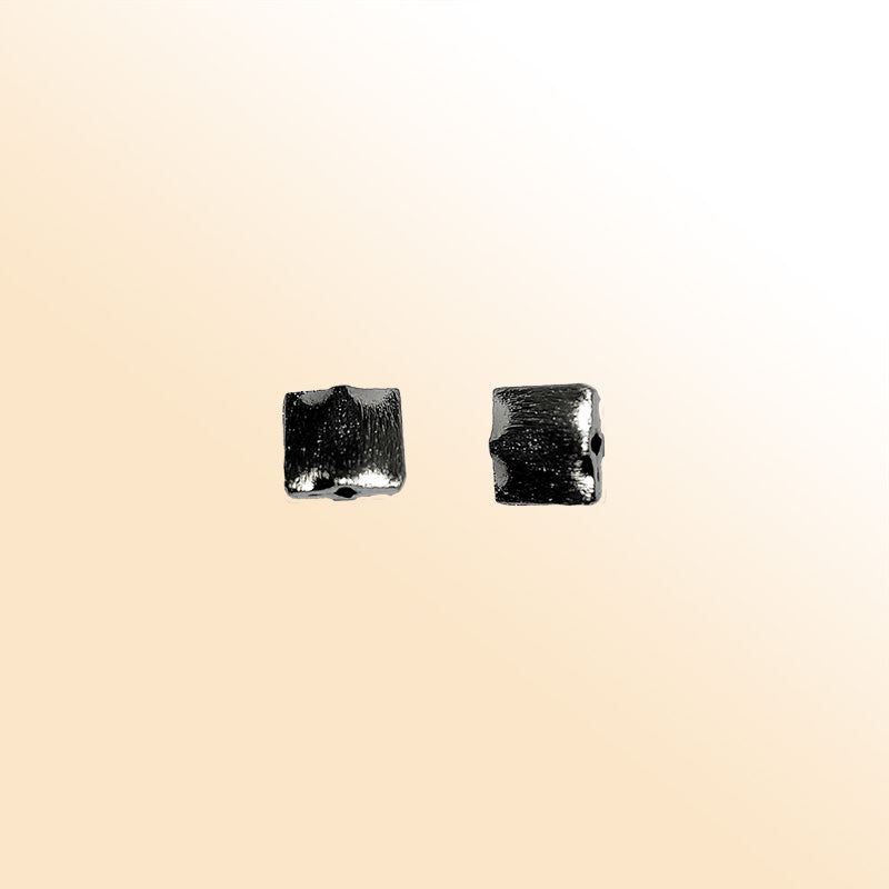 Handcrafted black rhodium overlay copper square bead from India with textured finish for modern jewelry