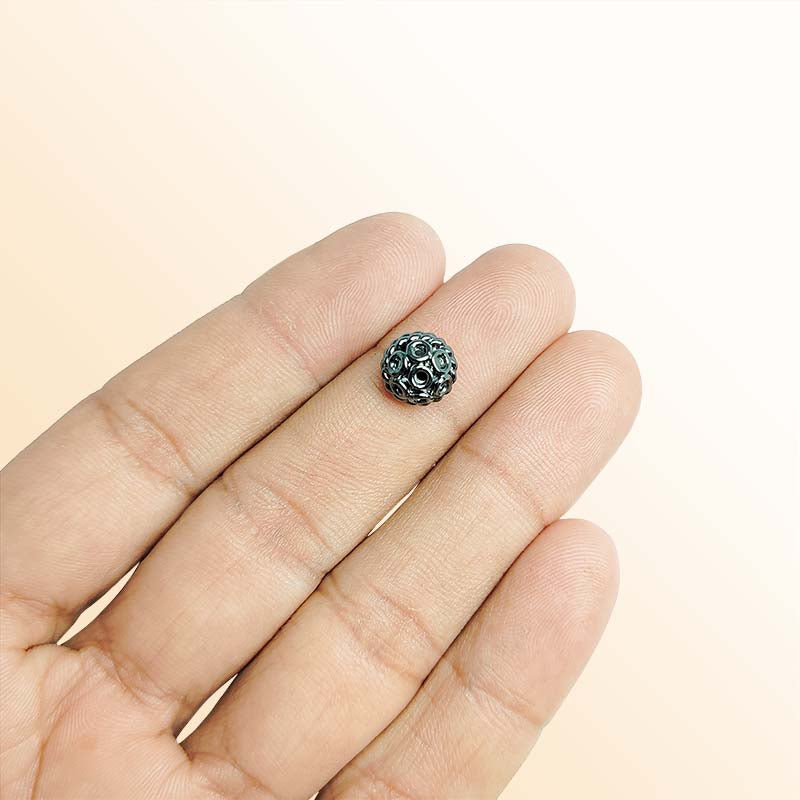 Handcrafted black rhodium overlay copper ornate rope round bead from India with vintage textured design