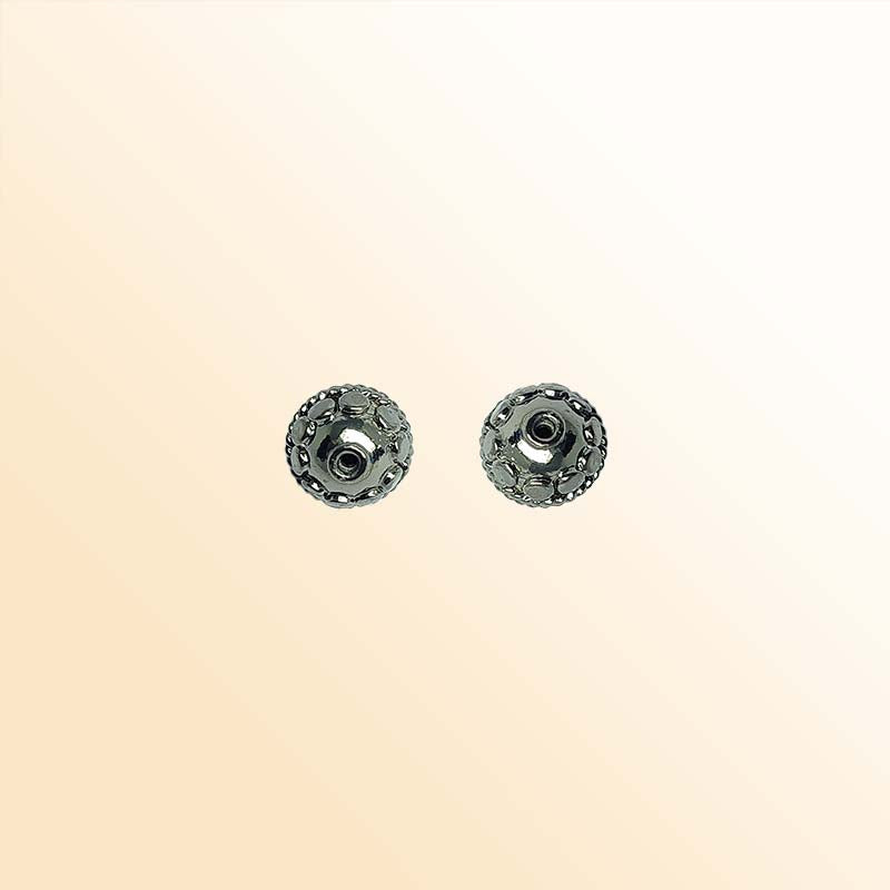 Handcrafted black rhodium overlay copper floral rope band round bead from India with smooth petal design