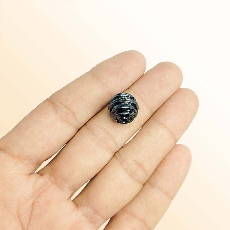 Black rhodium overlay copper ribbed bead handcrafted in India for retail jewelry design