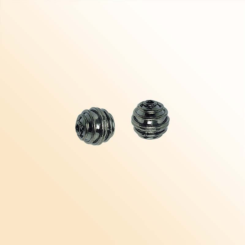 Black rhodium overlay copper ribbed bead handcrafted in India for retail jewelry design